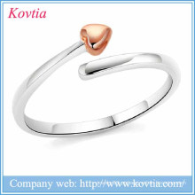 Novos produtos 2016 coração aberto ajustável anéis prata lacie coração 925 anéis de prata